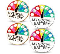 4Pcs Social Battery Pin, My Social Battery Slider Pin, My Battery Mood Creative Lapel Pin Suitable for Social Settings, Workplace Expression and Fashion Accessory Styling