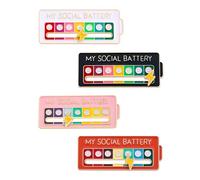 4PCS Social Battery Slider Pin: Enamel 7-Day a week Interactive Mood Badge for Introverts, Creative and Humorous Brooch Suitable for Backpacks, Clothing, Hats, Bags, and Scarves, 2x0.82 inch, Zinc