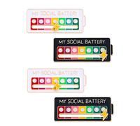 4PCS Social Battery Slider Pin: Enamel 7-Day a week Interactive Mood Badge for Introverts, Creative and Humorous Brooch Suitable for Backpacks, Clothing, Hats, Bags, and Scarves, 2x0.82 inch, Zinc