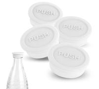 4pcs Soda Bottle Lids, Silicone Drink Bottle Sealing Cap Cover Reusable Soda Water Bottle Cap Replacement Compatible with Sodastream Glass Bottle(White)