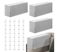 4Pcs Sofa Armrest Cover Elastic Thickened Knitted Jacquard Fabric Wear Resistant Anti Pilling Protector Non Slip Armrest Covers Chairs Armchairs Couches Recliner for Furniture Protector(Light Grey)