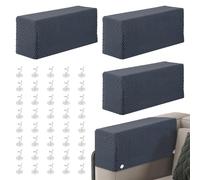 4Pcs Sofa Armrest Cover Elastic Thickened Knitted Jacquard Fabric Wear Resistant Anti Pilling Protector Non Slip Armrest Covers Chairs Armchairs Couches Recliner for Furniture Protector(Metallic Grey)