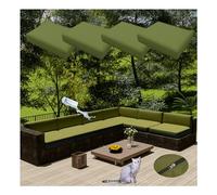 4Pcs Sofa Seat Cushion Cover with Zipper Waterproof Cushions Chair Seat Removable Cover Pads Cover for Patio Garden Outdoor Rattan Furniture (Only Cover) (Green Gray,33 * 65cm)