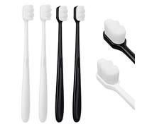 4Pcs Soft Bristle Toothbrush, Soft Micro Nano Manual Toothbrushs, Soft Bristled Adult Toothbrush Micro-Nano Manual Toothbrushs for Fragile Gums Adult and Children for Sensitive Teeth(Black+White)
