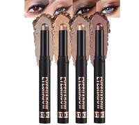4PCS Soft Creamy Eyeshadow Stick Set - Waterproof & Pigmented Shimmer Makeup Crayons for Long Lasting Glitter Eye Looks - Blendable Shadow Pencil Kit for Natural to Glam Makeup & Prime Eyes