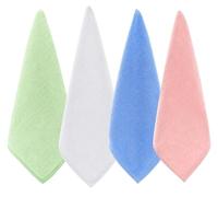 4PCS Soft Face Cloths, 10 x 10 inch Premium Bamboo Face Towels Set, Reusable Flannels for Makeup Removal Facial Cleansing Daily Face Washing Travel and Home Use (Green, White, Blue, Pink)