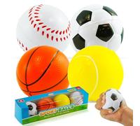 4Pcs Soft Foam Balls for Kids - Bouncy Stress Relief & Squeeze Toys for Indoor/Outdoor Play, Lightweight Sponge Cricket Balls (6cm) - Perfect for Goodie Bags, Party Favors & Sensory Play