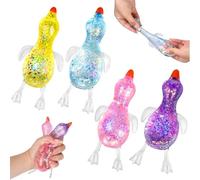 4Pcs Soft Glitter Duck Squeeze, Cute Duck Squish Sugar Stress Ball, Moldable Slow Rise Relaxing Sensory Fidget, Stress Relief, Focus, Enhancement, Gathering For Home Office Travel, Random