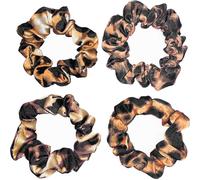 4Pcs Soft Leopard Scrunchie, Large Fabric Scrunchies Elastic Ponytail Holders Hair Style Accessories for Women Girls