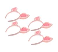 4pcs Soft Plush Pig Ears Headband Cute Cartoon Animal Hair Boppers for Adults for Halloween Cosplay Birthday Parties and Dress Up Accessories