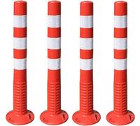 4PCS Soft Rubber Parking Bollards with Reflective Collars Durable Traffic Cones for Road Safety & Effective Parking Management Red & White Stanchion Barriers
