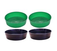 4Pcs Soil Sifter Plastic Garden Mesh Sieve Set for Potting Compost Sand | Includes 4 plastic soil sifters measuring 21 x 21 x 5.5 cm with fine-mesh bottoms for effective sifting and draining.