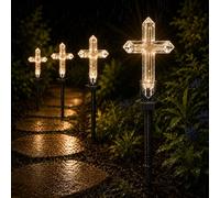4Pcs Solar Cross Garden Stake Color Changing LED Pathway Light,LED Jesus Cross Light Decoration,Waterproof Outdoor Yard Decor,for Lawn Garden & Memorial Decoration Outdoor Yard, Home, Patio