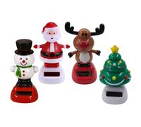 4Pcs Solar Dancing Figurines Swinging Bobble Head for Cars Include Snowman Santa Tree Deer Novelty Happy Christmas Decorations