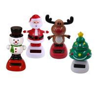 4Pcs Solar Dancing Figurines Swinging Bobble Head for Cars Include Snowman Santa Tree Deer Novelty Happy Christmas Decorations for Kids Adults Dancing Toy Dashboard Bobbleheads Christmas Toys