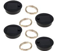 4Pcs Solar Lantern Light Replacement Top with 30 LED String Light 7cm LED Solar Panel Lantern Lid Lights Bulb Replacement Part for Outdoor Hanging Lanterns DIY Table Lights Garden Patio Decor