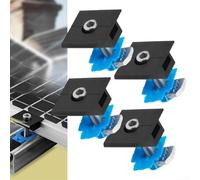 4Pcs Solar Panels Centre Clamps, Aluminum T-Shaped Clamps with Wing Nuts, Solar Panel Mount for RVs Boats Roofs, Black(45)