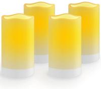 4Pcs Solar Pillar Candles, 3.25X6", Waterproof, Dusk-To-Dawn, Rechargeable Led Flameless For Patio Decor
