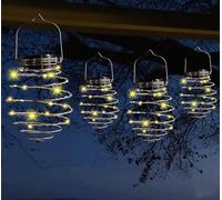 4PCS Solar Spiral Lanterns, Creative Hanging Lantern, Solar Powered Garden Outdoor Decorative Lights for Patio Yard Porch Path