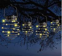 4PCS Solar Spiral Lanterns, Creative Hanging Lantern with Handle,Solar Powered Garden Outdoor Decorative Lights for Patio Yard Porch Path