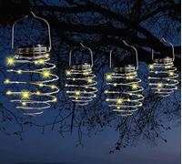 4PCS Solar Spiral Lanterns, Solar Garden Lights Outdoor Decorative Hanging Light-s, Waterproof Solar Powered G-Arden Light for Garden, Patio, Porch