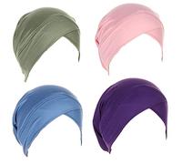 4Pcs Solid Color Inner Hijab Caps Muslim Forehead Cross Turban Stretch Hijab for Women Head Scarf Under Hijab