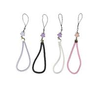 4Pcs Solid Color Star Mobile Phone Chain Anti-lost Cellphone Strap Pearl Lanyard Wrist Strap for Women Girls Telephone Jewelry