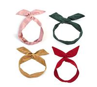 4PCS Solid Color Wired Hair Tie Twist Bow Headband Headbands For Women Rabbit Ear Wire Hairbands Yoga Head Wraps Hair Holder Accessory For Women And Girls