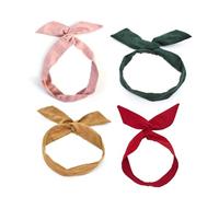 4PCS Solid Color Wired Hair Tie Twist Bow Headband Rabbit Ear Wire Hairbands Wired Headbands Yoga Head Wraps Hair Holder Accessory For Women And Girls