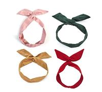 4PCS Solid Color Wired Hair Tie Twist Bow Headband Rabbit Ear Wire Hairbands Yoga Head Wraps Hair Holder Accessory For Women And Girls