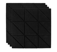 4pcs Soundproof Wall Panels Self Adhesive Acoustic Treatment Black | Polyester, Flat Grid Design, Fire Resistant, High Density, Cut to Shape for Music Rooms and Home Theaters