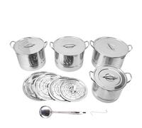 4PCS Soup Pot Set, Stainless Steel Cooking Pot, Multipurpose Kitchen Cookware with 8 Lids for Boiling Steaming Stir Frying, Space Saving Stackable Design for Home and Outdoor Use