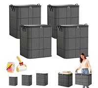 4Pcs Spacious Moving Storage Bin,Large Capacity Zippered Fabric Organizer for Bedding & Clothes, Dust-Proof Comforter and Bedding Organizer (XL*4)