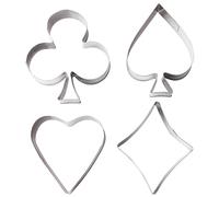 4PCS Spade/Club/Heart Shaped Cookie Cutter, Stainless Steel Biscuit Cutter, DIY Vegetable Fruit Sandwich Fondant for Kithcen Baking Tool.