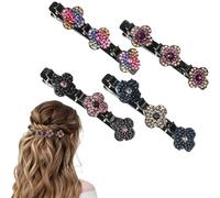 4PCS Sparkling Crystal Stone Braided Hair Clips 2024 New Braided Hair Clips Elegantand Braid Clips Shiny Rhinestone Hair Clip with 3 Small Clips for Women Thick Thin Hair