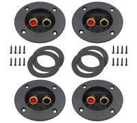 4pcs Speaker Connector Terminal Binding Post for Subwoofer Box Repair | Zinc Alloy and ABS Build, Quick Disconnect Compatible, Positive and Negative Markers, Black and Red