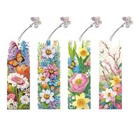 4Pcs Special Shape 19.5x6cm DIY Bookmarks Diamond Painting Kits Diamond Painting Bookmark Making Kit for Adults Beginners (SQ001)