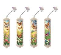 4Pcs Special Shape Butterfly Bush 5D DIY Bookmark Kit for Reading Day Gift