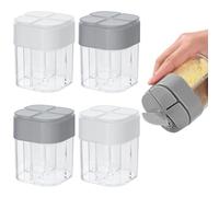 4pcs Spice Jars, Spice Dispenser Compartment, 4 in 1 Clear Seasoning Boxes with Flip Top Cap, Portable Cruet Bottle for Outdoor, Storage Containers for Salt, Sugar, Pepper, Cumin