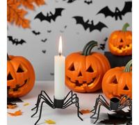 4PCS Spider Candle Holders, Halloween Black Spider Shape Metal Candlestick Stand Fits Candles within 2.2cm Diameter Unique Spider Design Decor for Halloween Party Home Table Mantelpiece