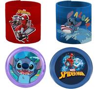 4Pcs Spiderman & Stitch Spring & Light Up Yoyo Toy Set - Kids Fidget Sensory Toys with Bouncing Coil & LED Yo-Yo - Marvel Disney Indoor Outdoor Play, Birthday Gifts, Party Bag Fillers Boys Girls 3+