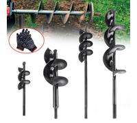 4Pcs Spiral Drill Bit Set Garden Post Hole Digger Tool UK Hinsinc Black One Size