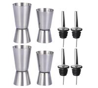 4Pcs Spirit Measure 25/50 Ml & 15/30 Ml, Jigger 4Pcs Freeflow Pourers,Home Bar, Dual Measuring Cup for Bar Party Wine Cocktail Drink Shaker Shaker