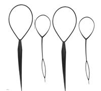 4Pcs Sponge Hair Styling Tool Plastic Loop Curly Maker Scrunchie Headband Twist Donut Bun Curler Hairbands(Black2)