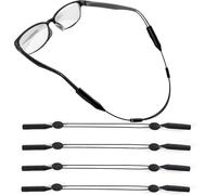 4PCS Sports Glasses Straps - Adjustable Non-Slip Eyewear Retainer with Silicone Ear Hooks for Men & Women, Universal Sunglasses Holder (Black)