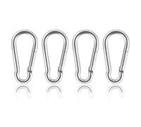 4PCS Spring Snap Hook M6 Carabiner Clips Stainless Steel Metal Spring Hooks Small Carabiner Keyring Snap Hook Key Chain Clip Durable Stainless Steel Spring Loaded Clip For Outdoor