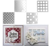 4PCS Square Frame Dies for Card Making Grids Rectangle Background Metal Cutting Dies for Paper Crafting Handmade Crafts Scrapbooking Supplies Embossing Stencil Die Cuts Punch Template Molds Arts Craft
