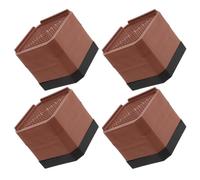 4pcs Square Furniture Risers 8.4x8.4x7.9cm Brown Plastic Stackable | Non-slip Pads, Anti-Skid Surface, Noise Suppression, for Bed Frames and Chair Legs in Living Rooms