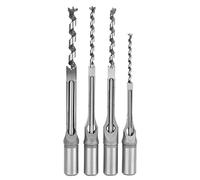 4pcs Square Hole Drill Bits Set 1/4 5/16 3/8 1/2 Wood Mortising Chisel Tools, U Shaped Chip Grooves, High Hardness, Long Service Life, Wide Application for Wood Products