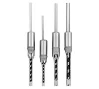 4pcs Square Hole Drill Bits Set, Wood Mortising Chisel for Density Board and Particle Board, U - Groove Chip Ejection Design with Universal Round Shank for Square Tenon